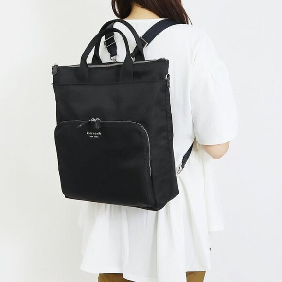 Kate Spade Sam KSNYL Nylon Convertible Tote Backpack Black main image 4